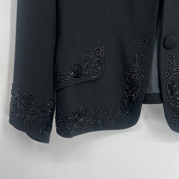 Vintage 90s 100% Wool DKNY Women Blazer Hand Beaded - Picture 3 of 7